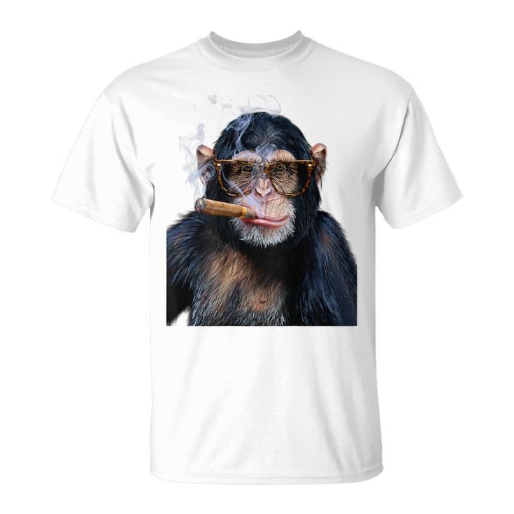 煙草を吸うチンパンジー たばこ Tシャツ