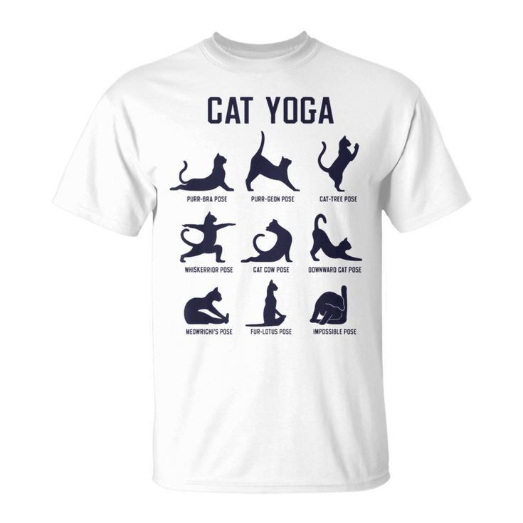 猫のヨガのポーズ Tシャツ