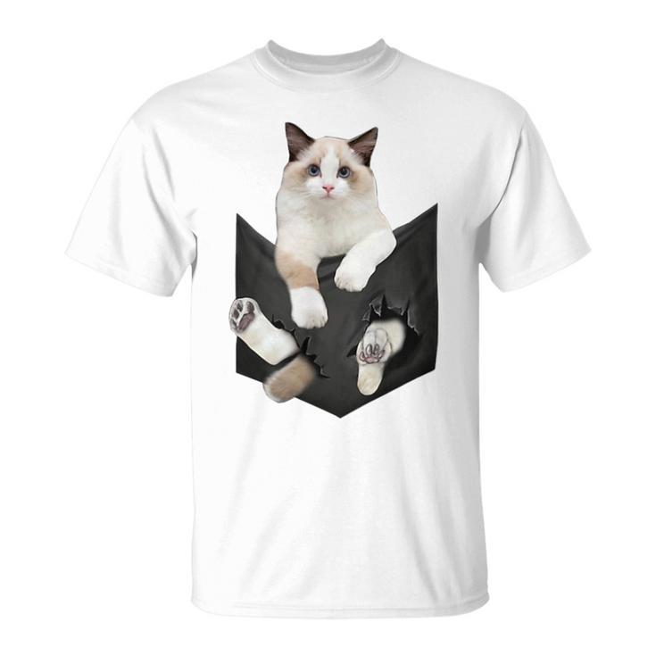 猫好き ラグドール 猫 ポケット入り Tシャツ