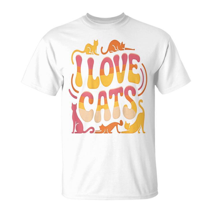 バックプリント 猫好き 引用 おもしろ猫 ミーム I Love Cats Tシャツ
