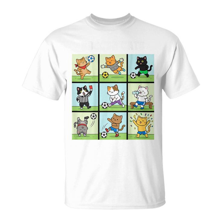 猫好きのためのフィットネス猫サッカーグラフィック Tシャツ