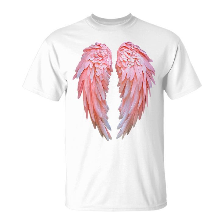 背面にグラフィックデザインの天使の羽。 Tシャツ