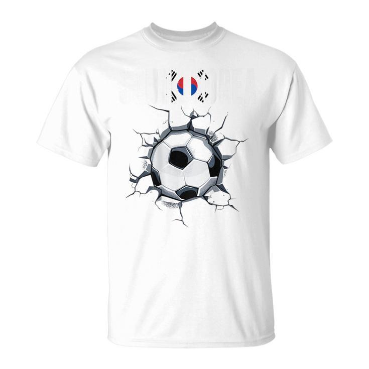 韓国サッカーファン 韓国フットボール ひび割れた壁 Tシャツ