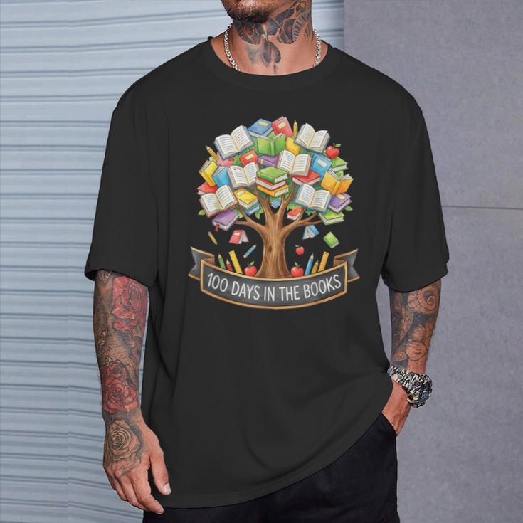 100 Days Of School In The Books Librarian Reading Teacher T-Shirt Gifts for Him