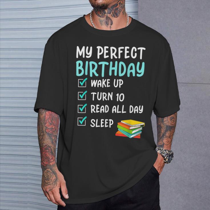 10th Perfect Birthday Reading 10 Years Old Book Lover T-Shirt Gifts for Him
