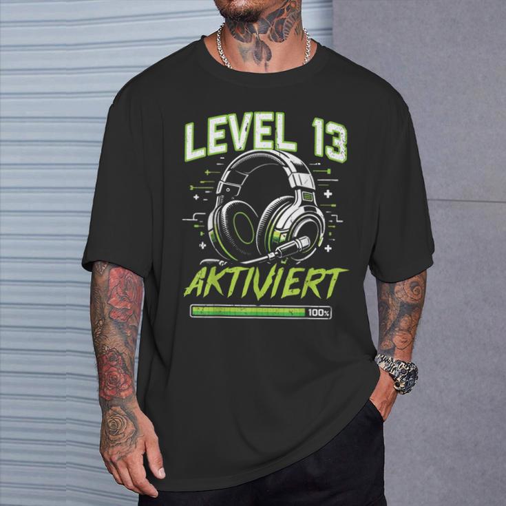 13 Geburtstag Jungenideo Gamer Level 13 Aktiviert Junge T-Shirt Geschenke für Ihn