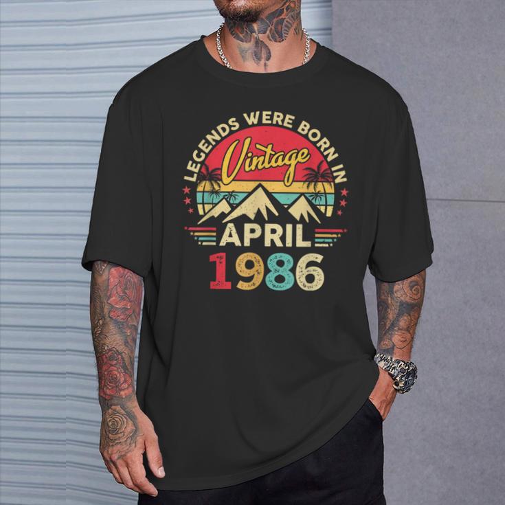 1986年4月 レトロサンセットクラシック 40歳40歳の誕生日 Tシャツ 彼への贈り物