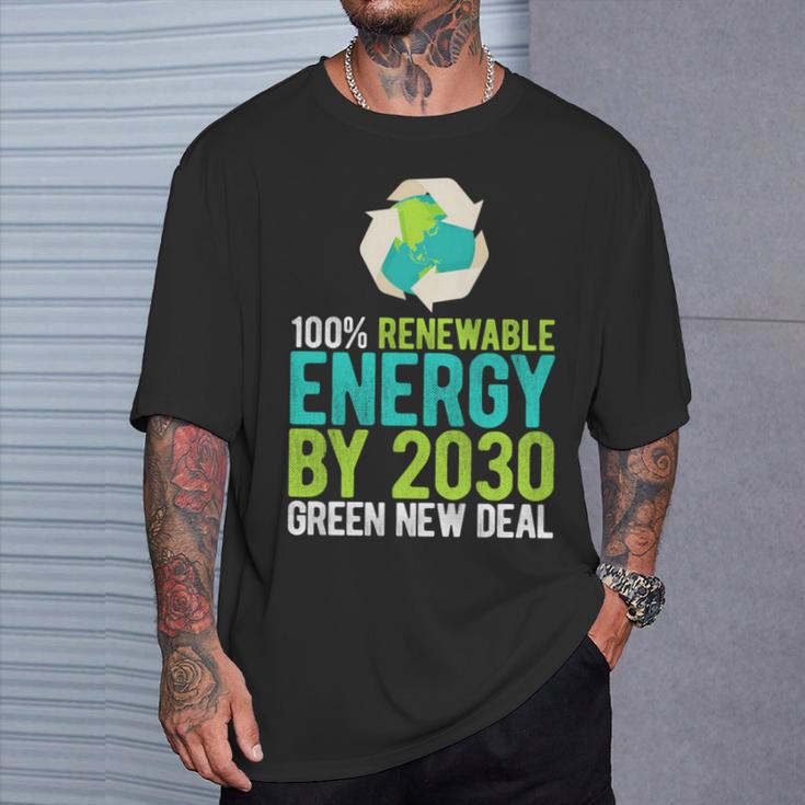 2030年までにグリーンニューディールの再生可能エネルギー 長袖tシャツ Tシャツ 彼への贈り物
