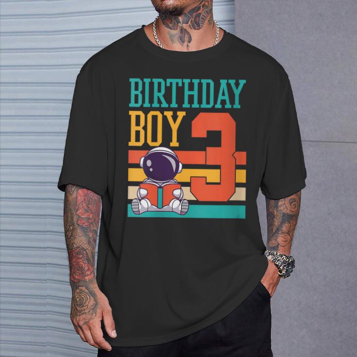 3 Year Old Birthday Boy Book Worm Reading Birthday Party T-Shirt Gifts for Him