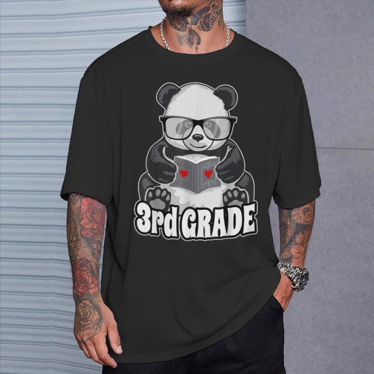 3rd Grade Back To School Panda Book Reader Teacher Heart T-Shirt Gifts for Him
