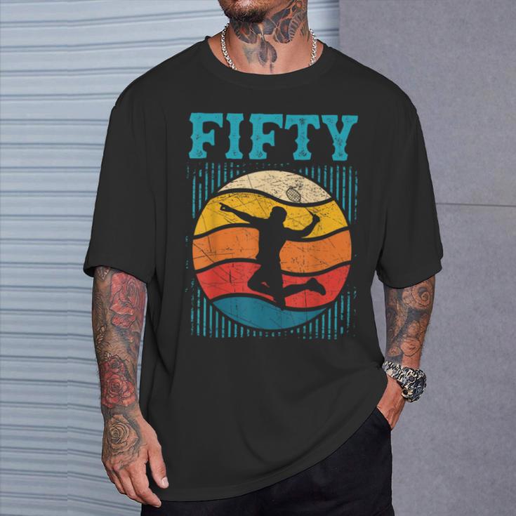 50歳の誕生日 レトロ バドミントン 50歳 男性 女性 Tシャツ 彼への贈り物