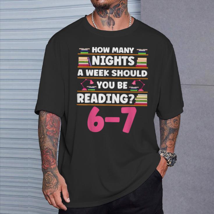 6 7 Meme Book Lover Teachers Bookish Men Women Kids T-Shirt Gifts for Him