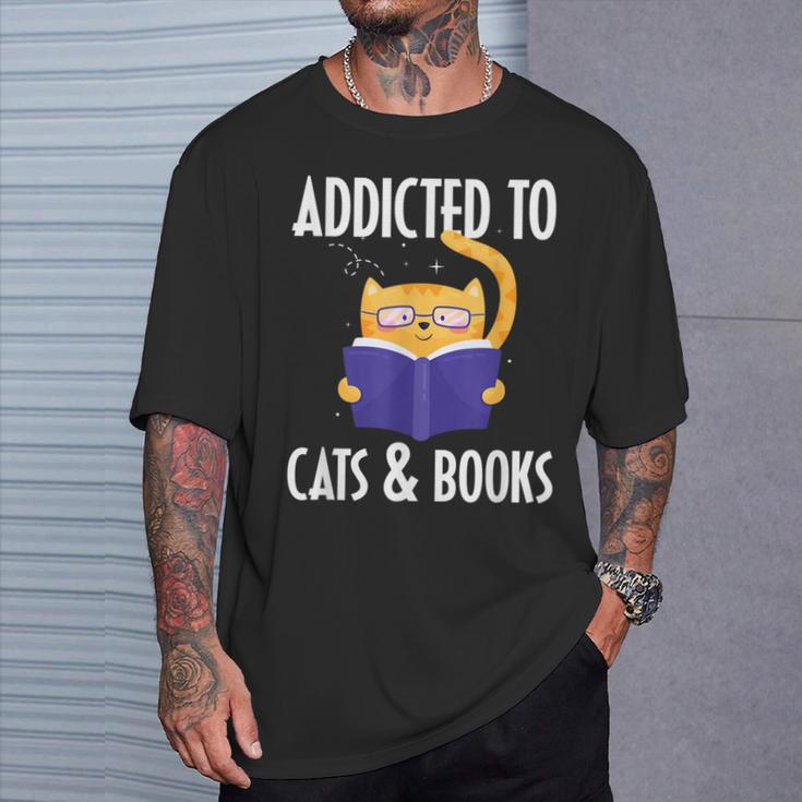 Addicted To Cats And Books Orange Tabby Cat Men Women Kids T-Shirt Gifts for Him Addicted To Cats And Books Orange Tabby Cat Men Women Kids T-Shirt Gifts for Him