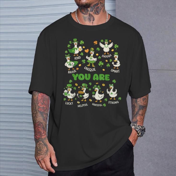 You Are Affirmations Goose StPatrick's Day Book Teacher T-Shirt Gifts for Him
