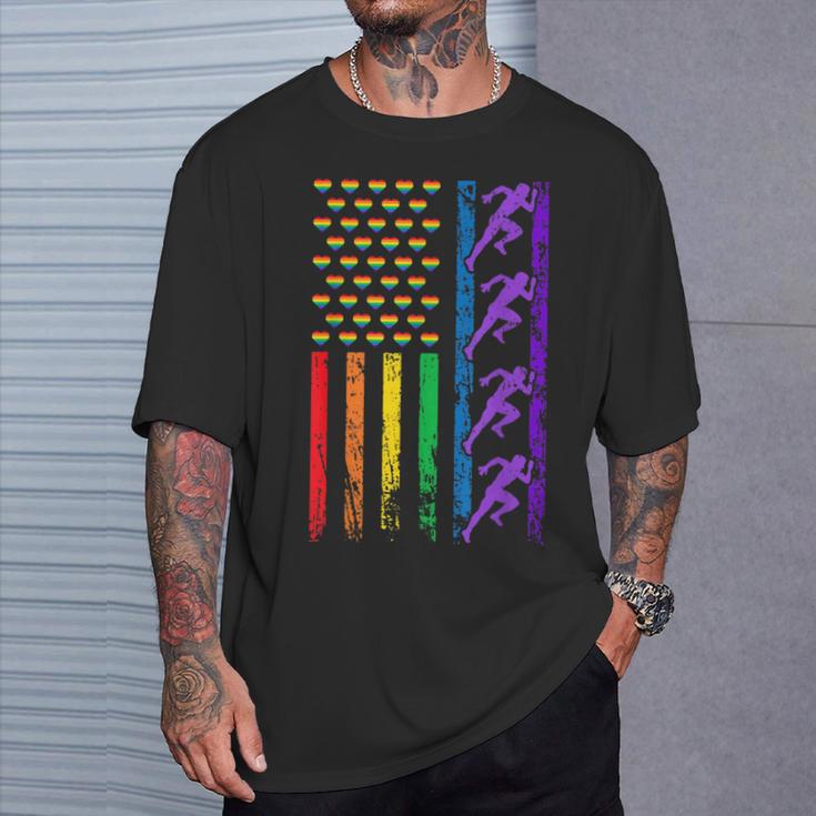 Americanports レインボーフラッグ Lgbt プライド 陸上競技 Tシャツ 彼への贈り物