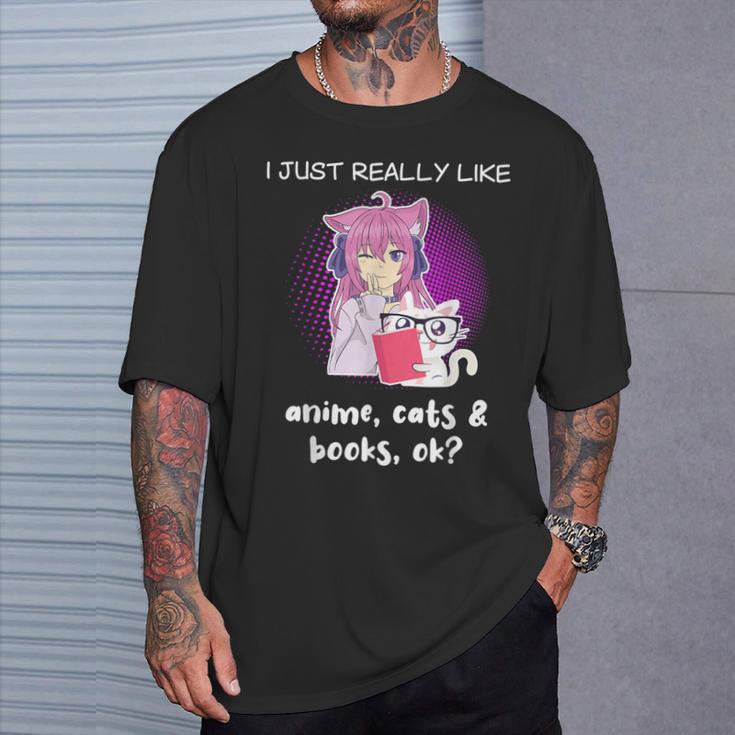 Anime Shirt Cat Lover Book Lover Reading Anime Lover T-Shirt Gifts for Him Anime Shirt Cat Lover Book Lover Reading Anime Lover T-Shirt Gifts for Him