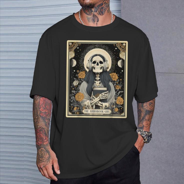 The Audiobook Girl Books Headphones Tarot Card Skeleton T-Shirt Gifts for Him The Audiobook Girl Books Headphones Tarot Card Skeleton T-Shirt Gifts for Him