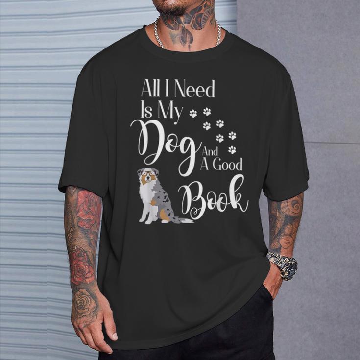 Australian Shepherd Dog Book Reading Love Mini Aussie Men Women Kids T-Shirt Gifts for Him