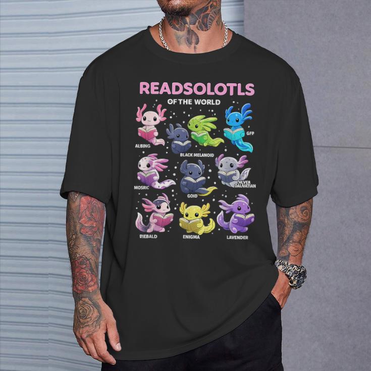 Axolotl Kawaii Readsolotl Of The World Axolotls Read Book T-Shirt Gifts for Him Axolotl Kawaii Readsolotl Of The World Axolotls Read Book T-Shirt Gifts for Him