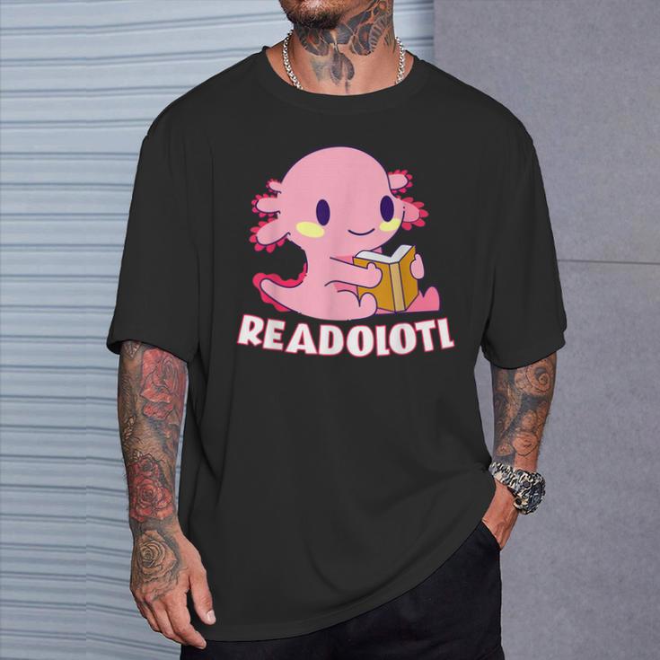 Axolotl Read Book Readolotl Ambystoma Mexicanum Walking Fish T-Shirt Gifts for Him