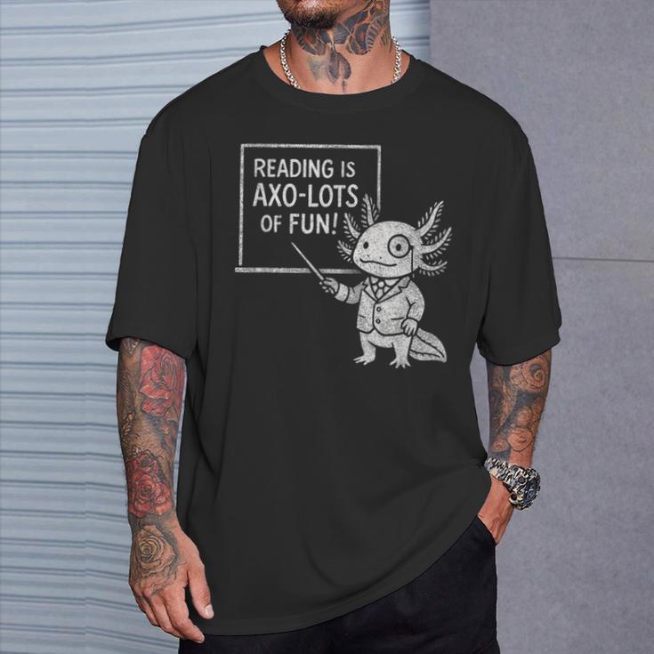 Axolotl Reading Is AXO-Lots Of Fun Book Lover T-Shirt Gifts for Him