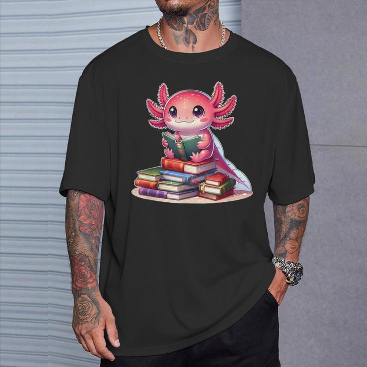Axolotl Reading Bookworm Book Lovers T-Shirt Gifts for Him Axolotl Reading Bookworm Book Lovers T-Shirt Gifts for Him