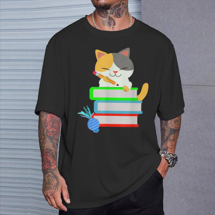 Back To School Kawaii Cat School Books Homework For Men Women Kids T-Shirt Gifts for Him