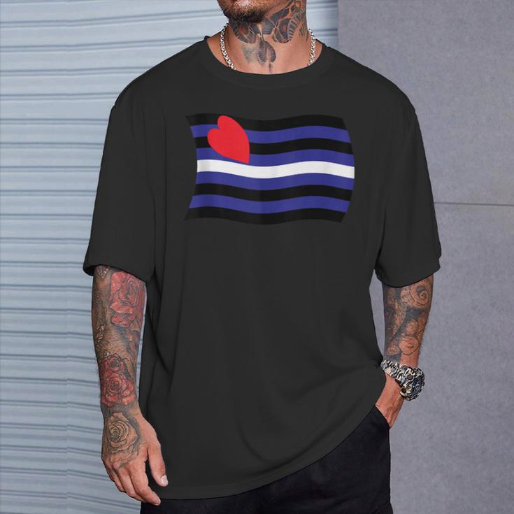Bandera Ondulada De Cuero Orgullo Bondageadismo Masoquismo Bdsm In Mangas Camiseta unisex Regalos para él