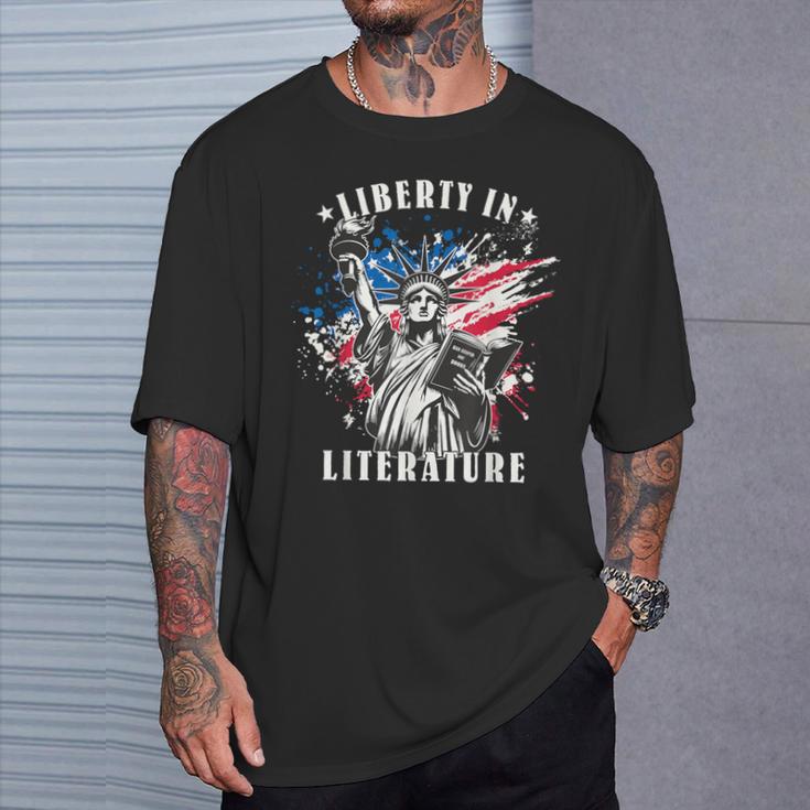 Banned Books Liberty In Literature Book Lover T-Shirt Gifts for Him
