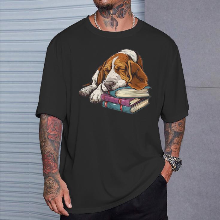 Basset Hound Books Dog Breed Graphic T-Shirt Gifts for Him