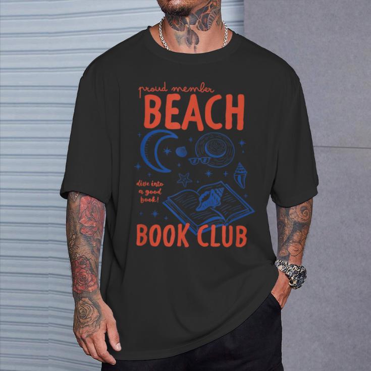Beach Book Club Girl Summer Bookish Beach Day Librarian T-Shirt Gifts for Him
