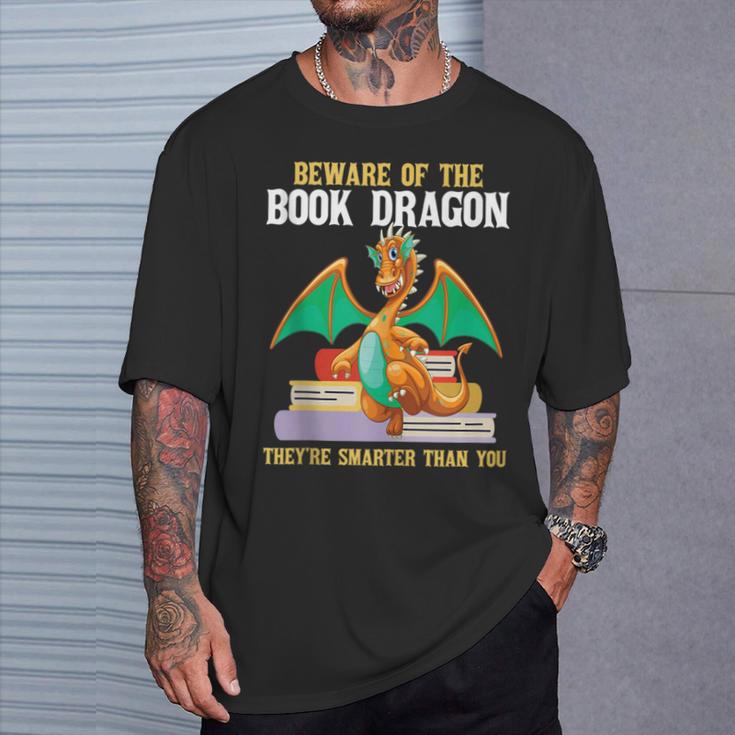 Beware Of The Book Dragon Mythical Creatures T-Shirt Gifts for Him