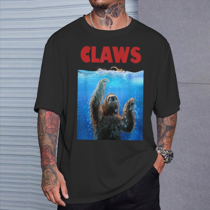 Beware Of Claws 面白いナマケモノ シャーク 映画 パロディ Tシャツ 彼への贈り物