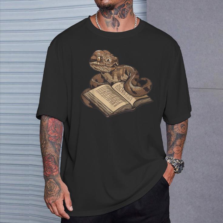 Boa Constrictor Reading A Book T-Shirt Gifts for Him