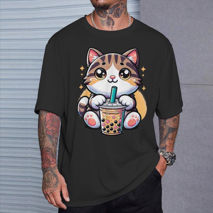 Boba Cat Drinking Boba Kitten Kawaii 日本人 男性 女性 キッズ Tシャツ 彼への贈り物