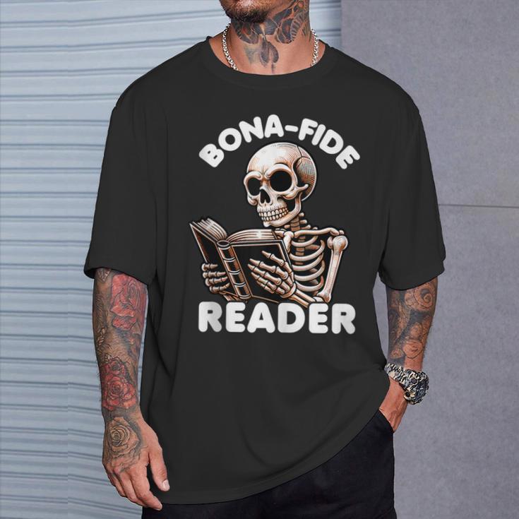 Bonafide Reader Cute Skeleton Reading a Book Lover Bookish T-Shirt Gifts for Him Bonafide Reader Cute Skeleton Reading a Book Lover Bookish T-Shirt Gifts for Him