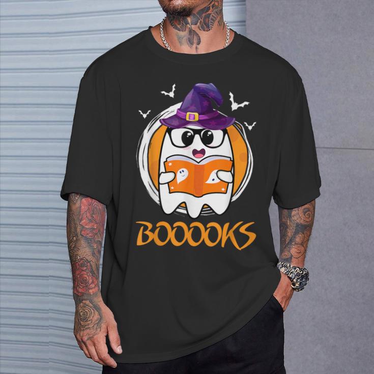 Boo Boooks Ghost Book Reading Halloween 2025 Teacher T-Shirt Gifts for Him