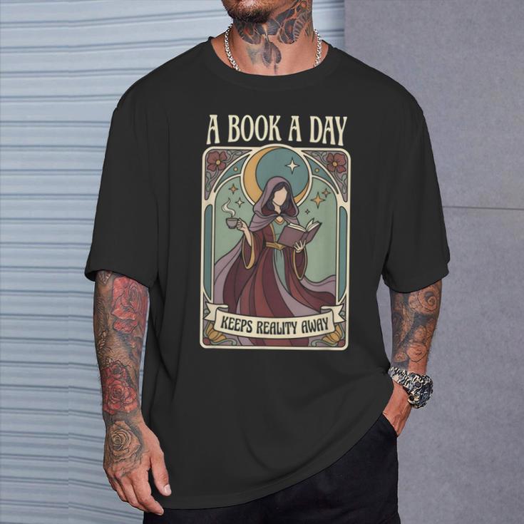 A Book a Day Keeps Reality Away Fairy Reading Tarot Card T-Shirt Gifts for Him