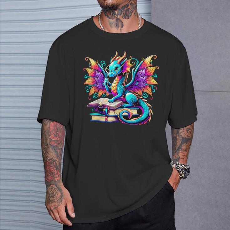 Book Dragon Reading T-Shirt Gifts for Him