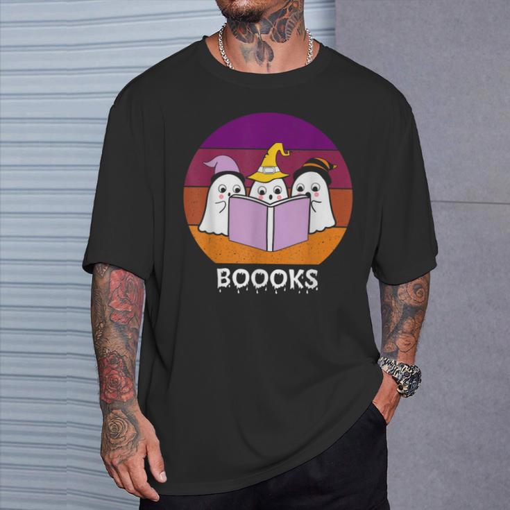 Book Ghost Reading Halloween Teacher For Men Women T-Shirt Gifts for Him
