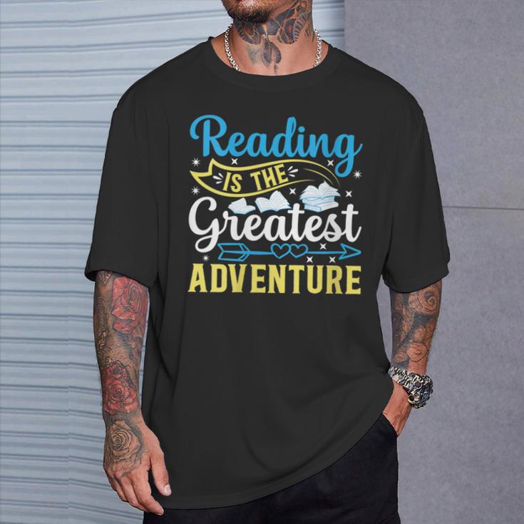 Book Librarian Reading Is The Greatest Adventure Book Lover T-Shirt Gifts for Him