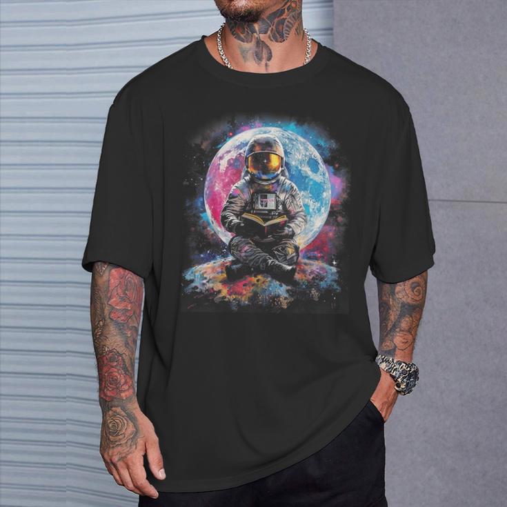 Book Lovers Cool Astronaut Reading Books In Space Kids T-Shirt Gifts for Him