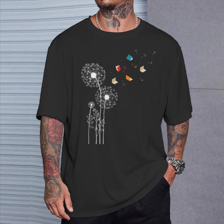 Book Nerd Dandelion Book Reading T-Shirt Gifts for Him