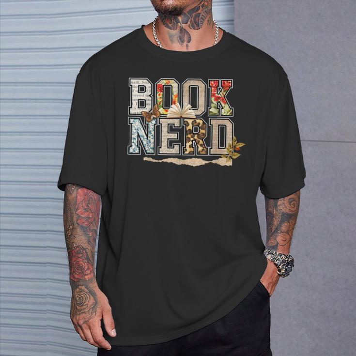Book Nerd Vintage Floral Aesthetic Leopard Print T-Shirt Gifts for Him Book Nerd Vintage Floral Aesthetic Leopard Print T-Shirt Gifts for Him