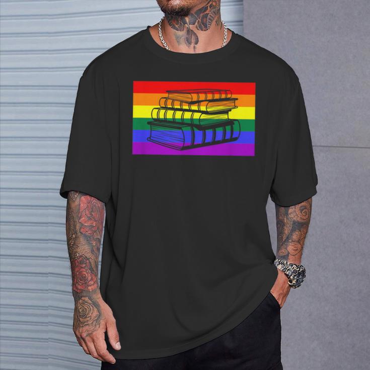 Book Read Literary Gay Pride Flag Rainbow LGBTQ Queer T-Shirt Gifts for Him