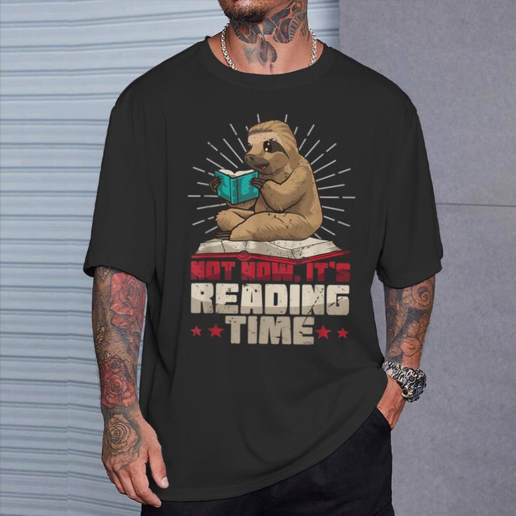 Book Reader Sloth Bookworm Reading Book Club T-Shirt Gifts for Him
