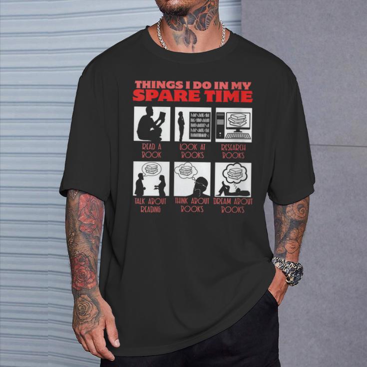 Book Reading Bookworm Reader Spare Time T-Shirt Gifts for Him