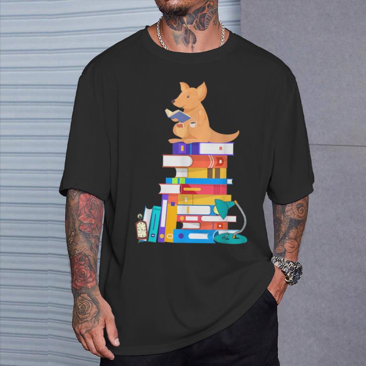 Book Reading Kangaroo Tea Coffee Kawaii Bookworm T-Shirt Gifts for Him