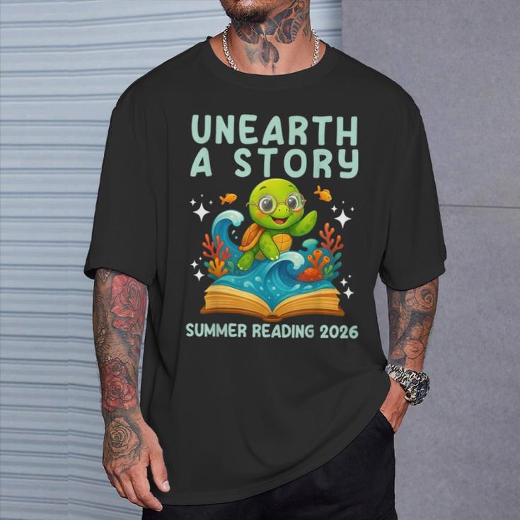 Book Sea Turtle Summer Reading 2026 Unearth a Story T-Shirt Gifts for Him