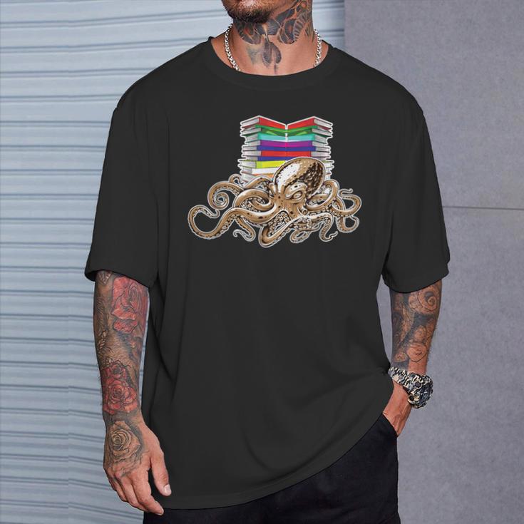 Book-Worm Octopus Reader Teacher Nerd Animal Librarian For Men Women Kids T-Shirt Gifts for Him